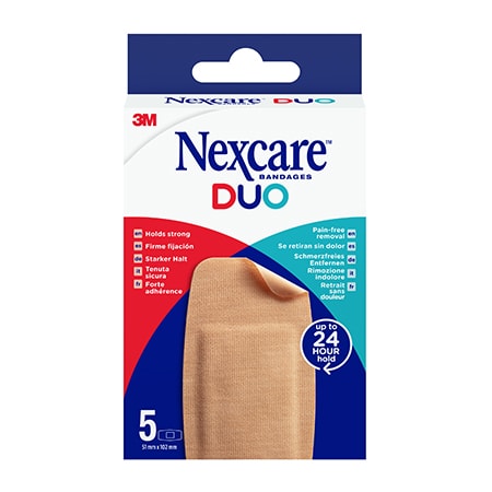 Nexcare™ DUO-pakket met 5 stuks knie- en ellebooggrootte
